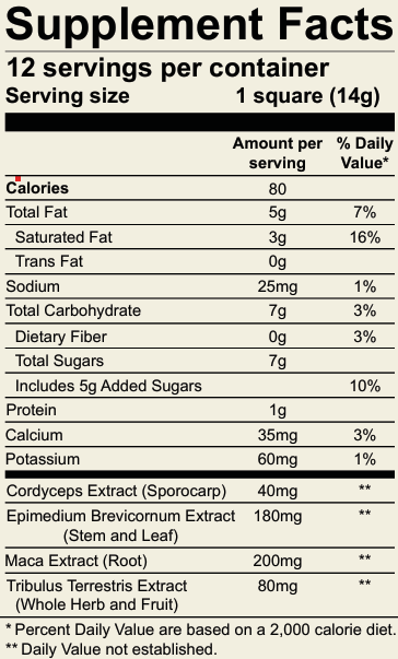 Supplement facts label with nutritional information and ingredient list.